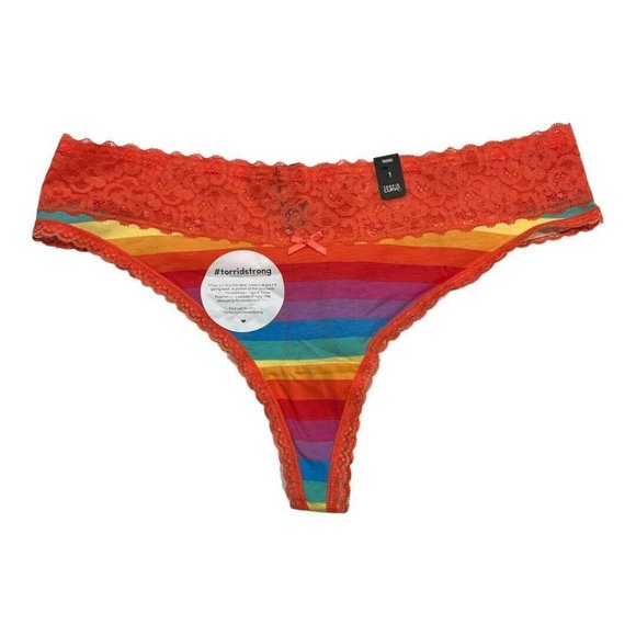 torrid Other - NWT TORRID Thong Pantie Underwear 3X Lace Orange Rainbow Stripes